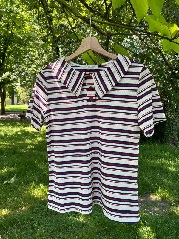 Rainbow Polo a costine riga bianco blu e rosso
