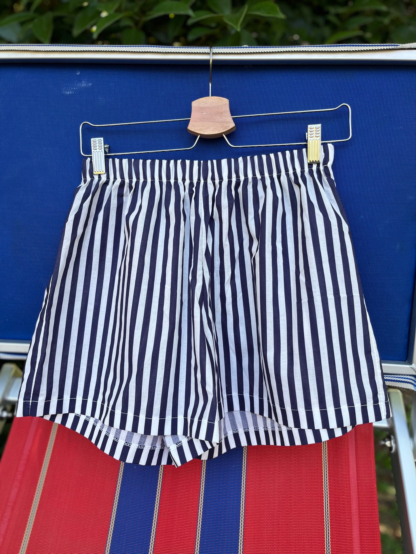 Shorts in cotone a righe blu