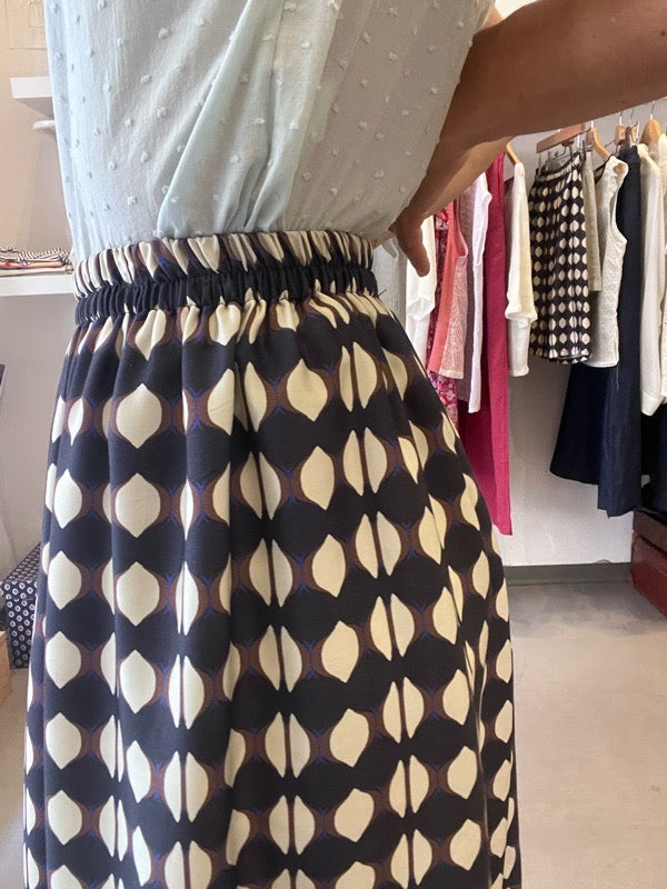 Gonna con elastico midi viscosa Chicco di caffè