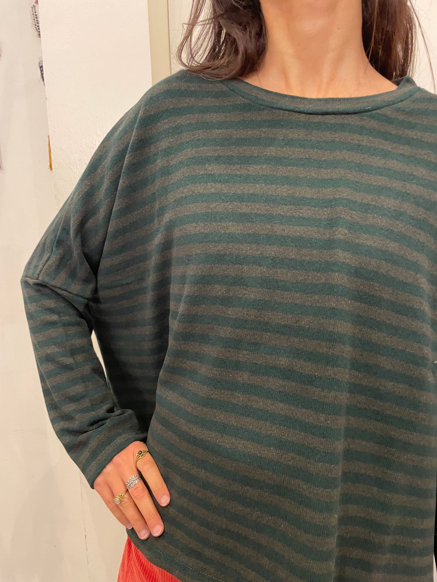 Maglia Ayaka in caldo cotone righe verdi