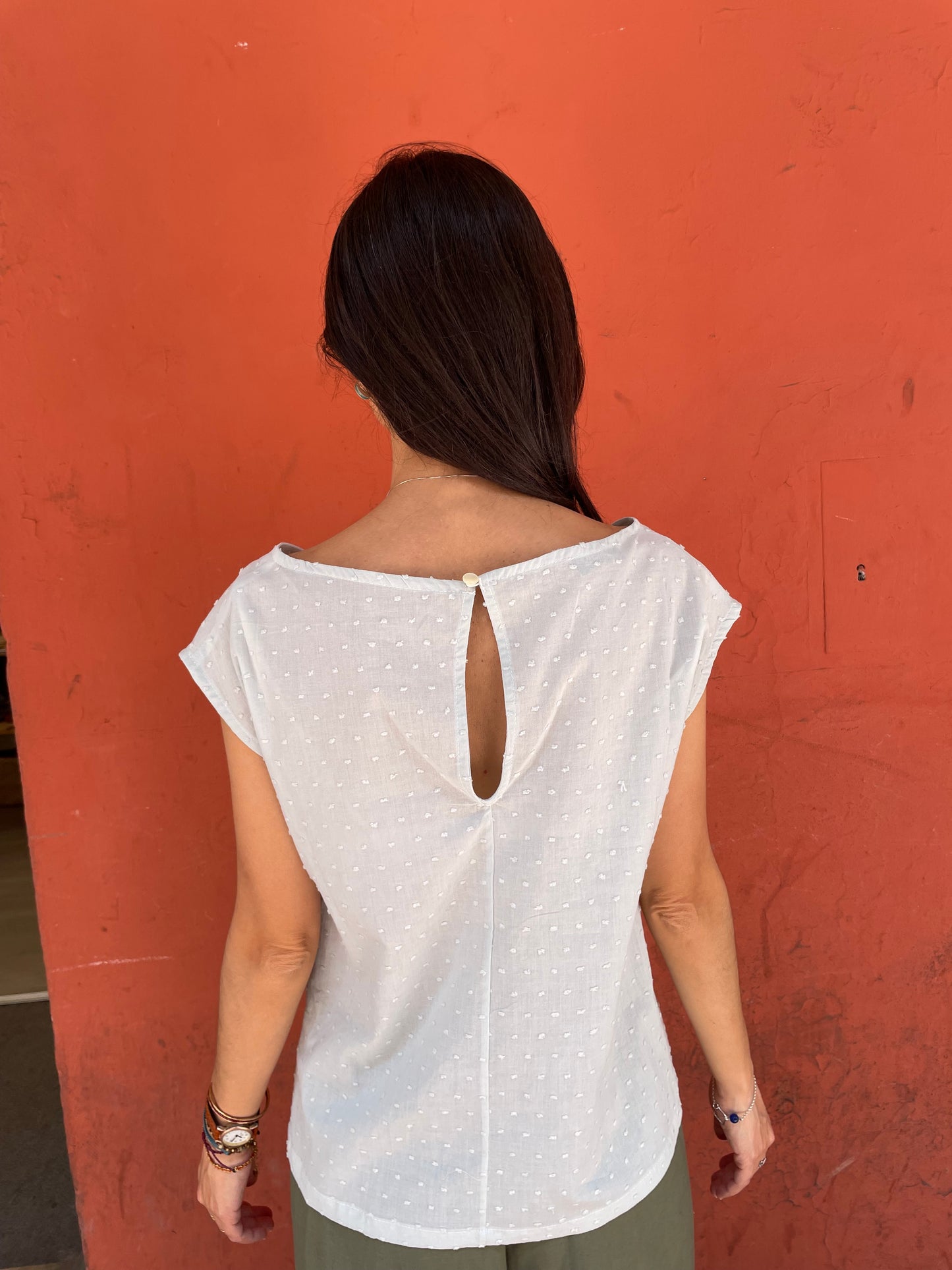Blusa Emily in plumetis di cotone menta