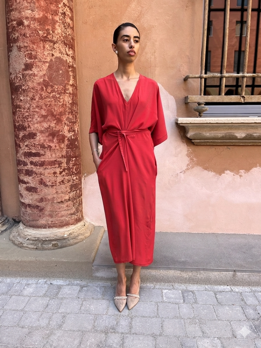 Dea abito in seta rosso