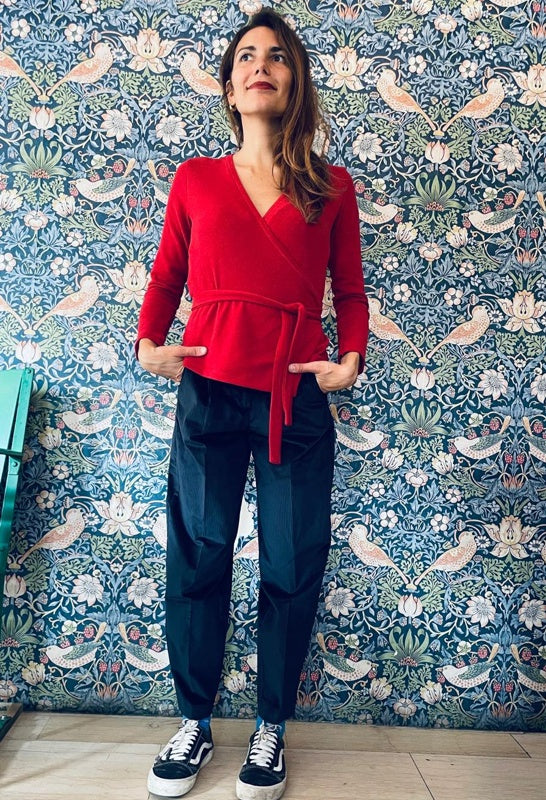 Bonnie pantalone velluto blu laguna