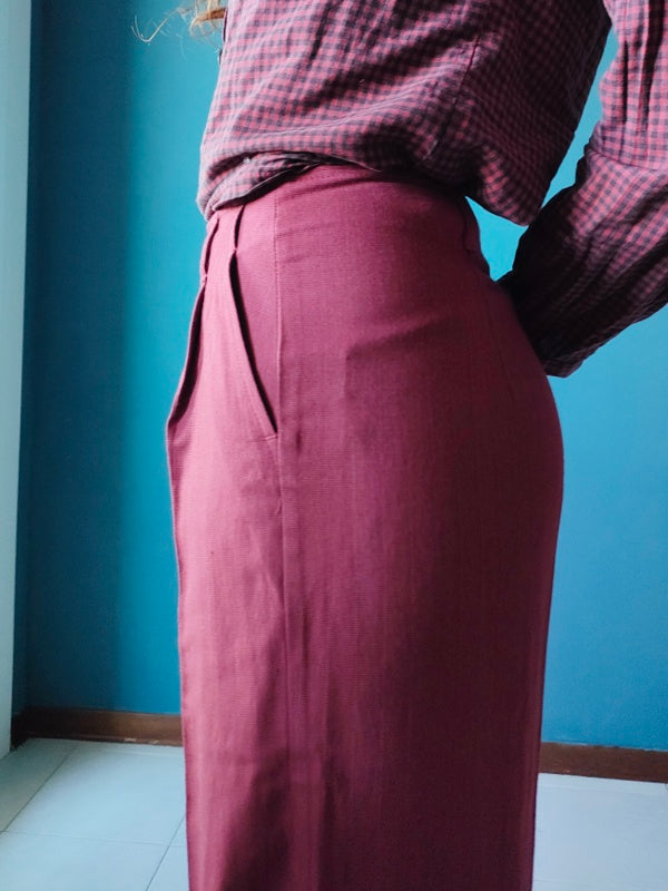 Pantalone Bonnie in fresco di lana lampone