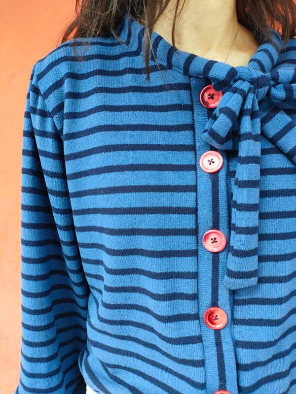 Cardigan Penny a righe azzurre e blu
