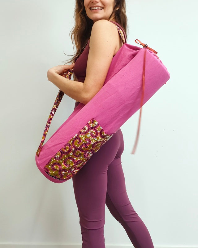 Borsa per yoga mat rosa tinta unita