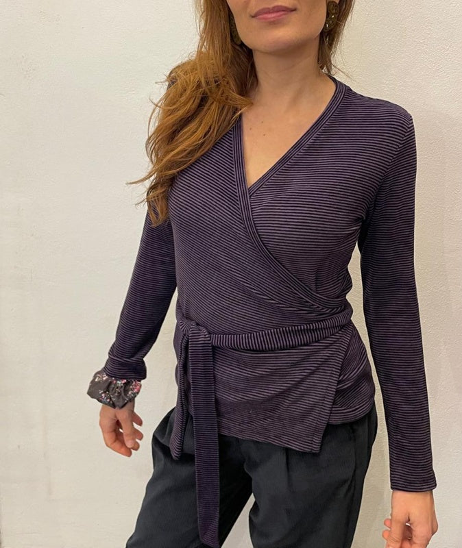 Scaldacuore caldo cotone righine viola