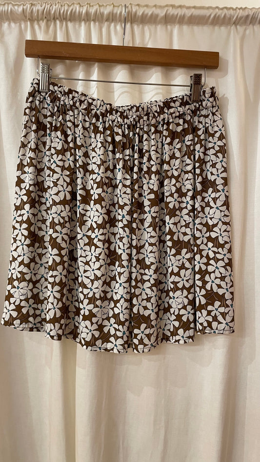 Gonna con elastico corta a fiorellini turchesi