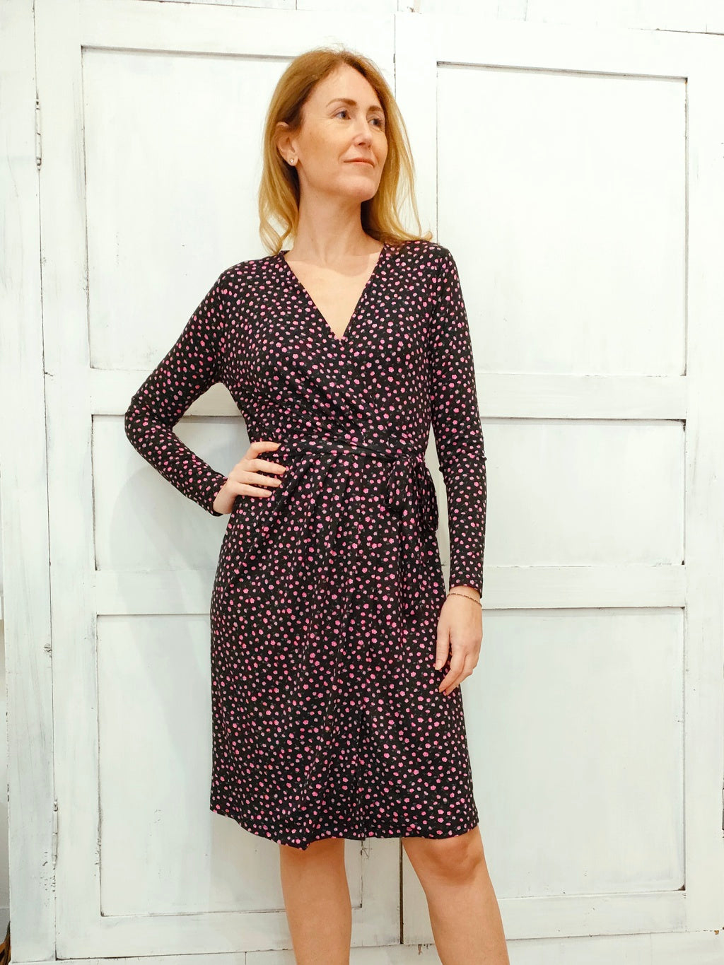 Abito Portafoglio in jersey a fiorellini