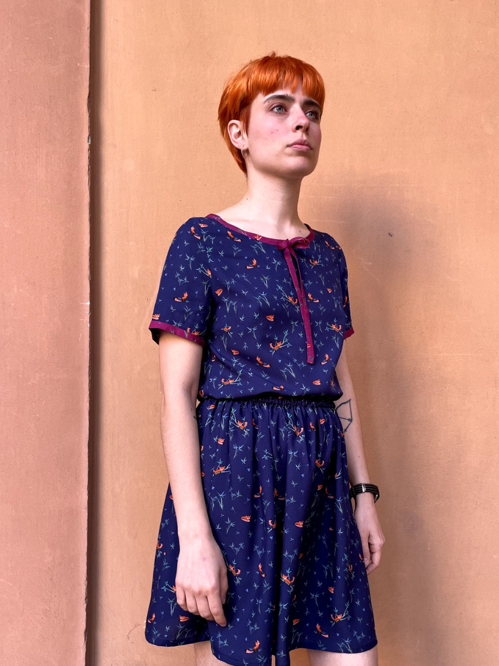 Blusa Cindy blu panda rosso