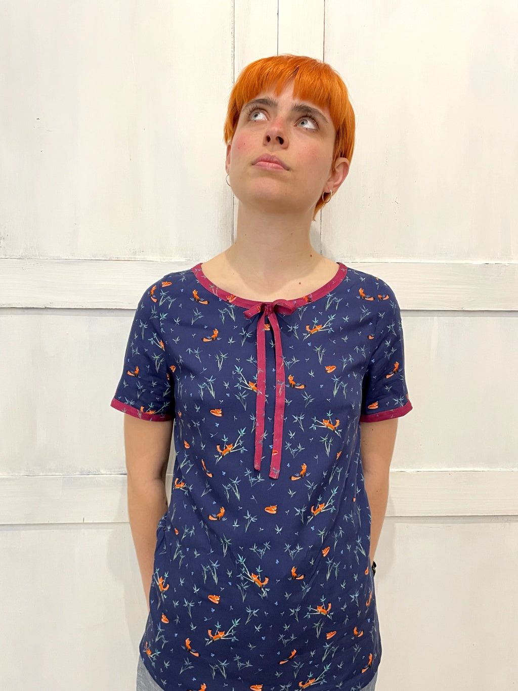 Blusa Cindy blu panda rosso