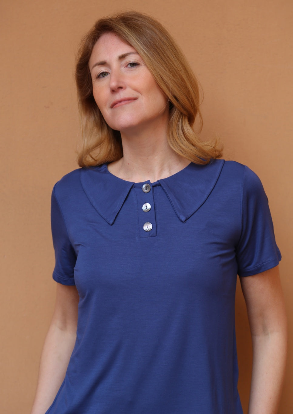 Rainbow _ Polo con colletto blu viscosa