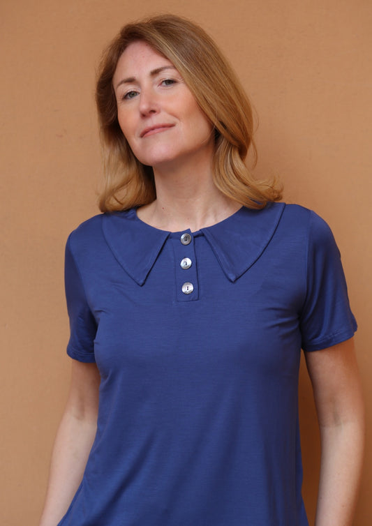 Rainbow _ Polo con colletto blu viscosa