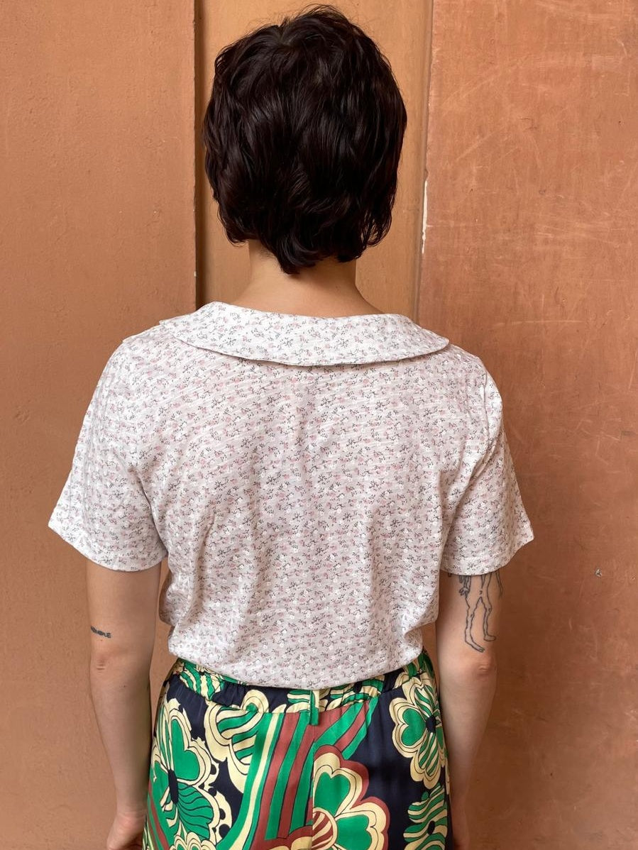 Rainbow _ Polo con colletto fiorellini viscosa