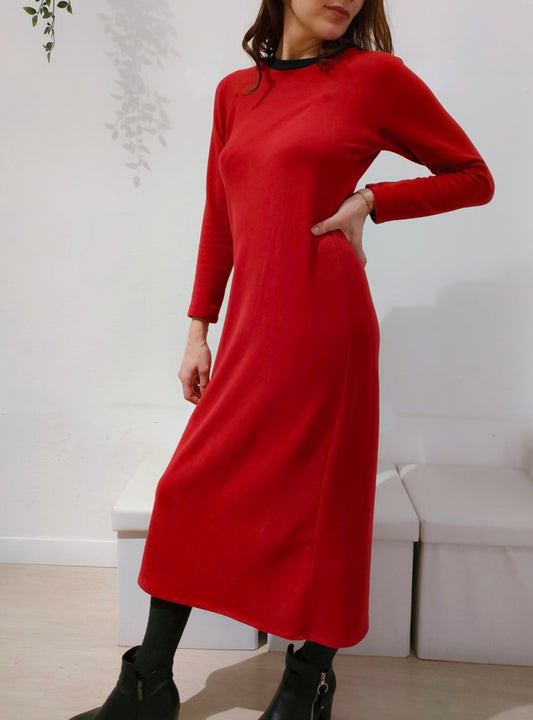 Abito Holly lungo caldo cotone rosso