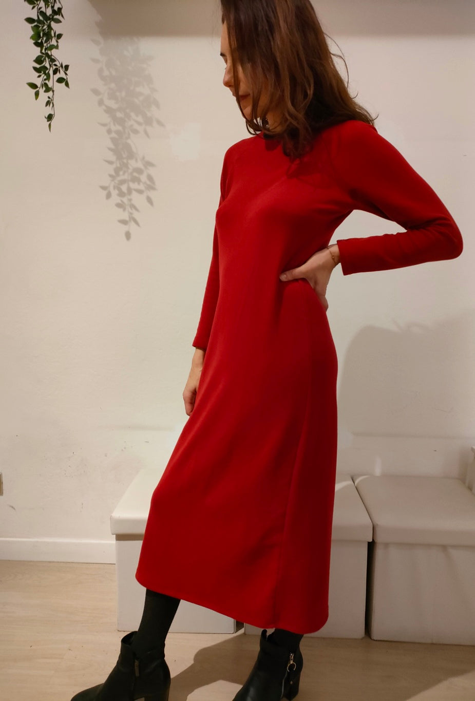 Abito Holly lungo caldo cotone rosso