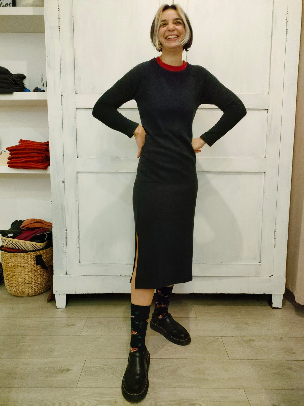 Abito Holly lungo caldo cotone blu