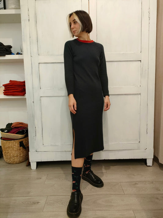 Abito Holly lungo caldo cotone blu