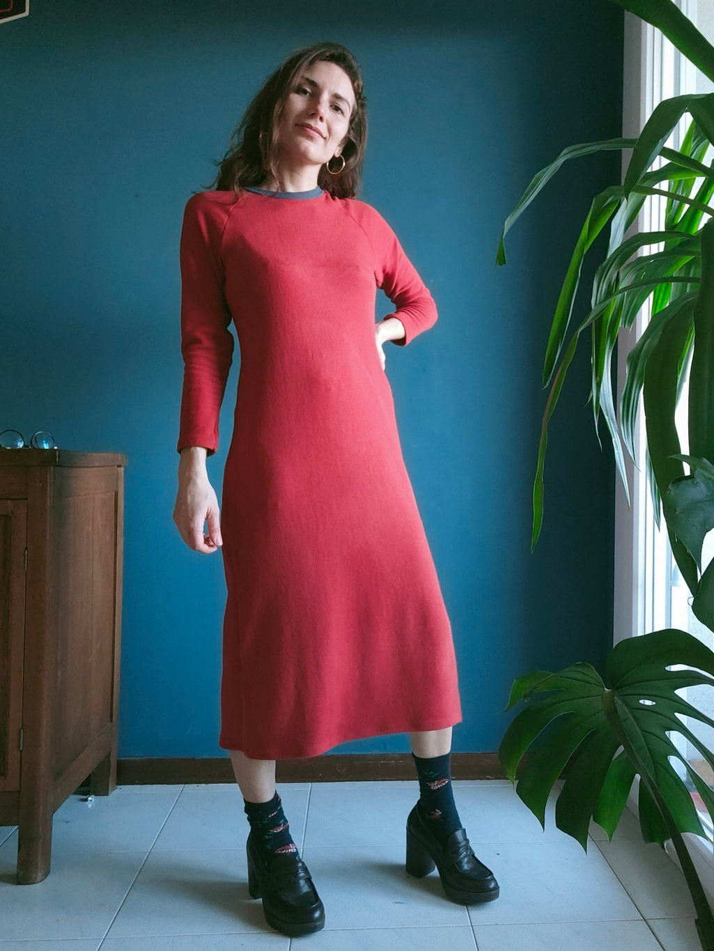 Abito Holly lungo caldo cotone arancio