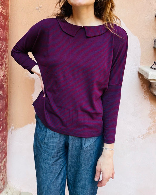 Maglia Candy righe bordeaux e blu