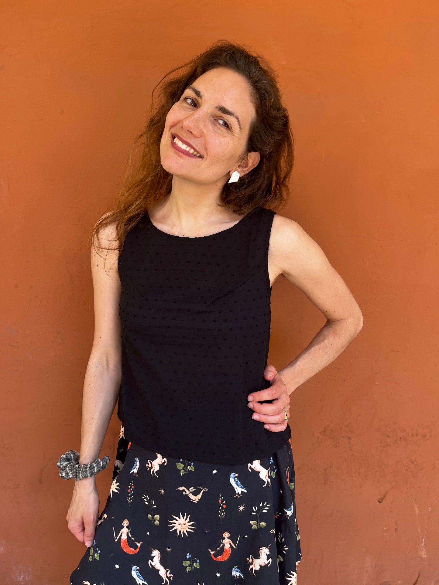 Canotta Audrey in cotone plumetis nero
