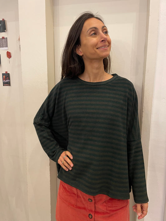 Maglia Ayaka in caldo cotone righe verdi