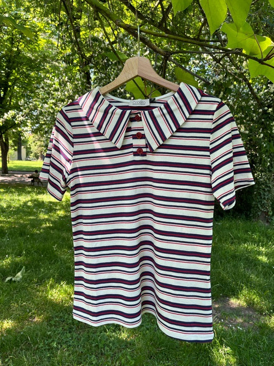 Rainbow Polo a costine riga bianco blu e rosso