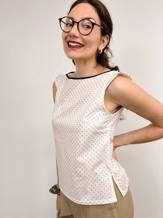 Blusa Flora in cotone popeline