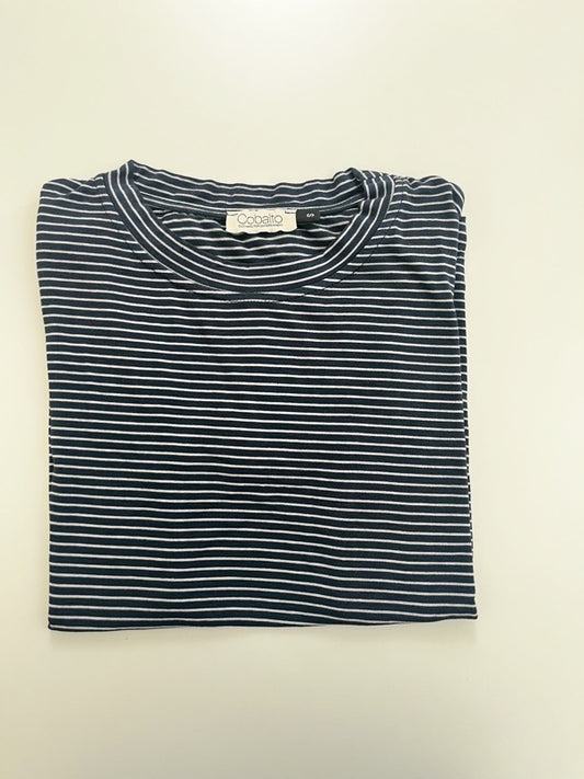T-shirt cotone righine bianche e blu