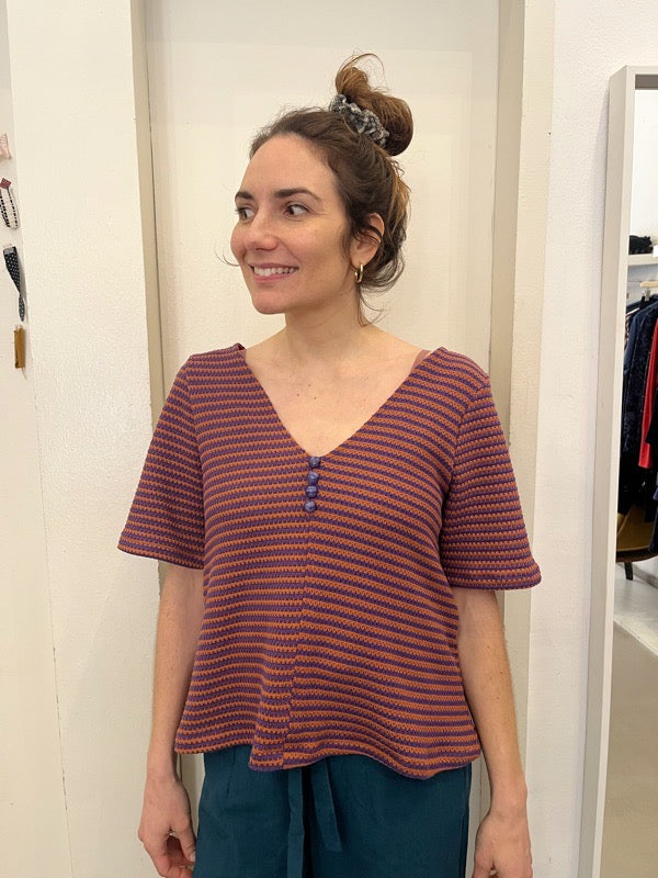 Blusa Joy in cotone a righine viola