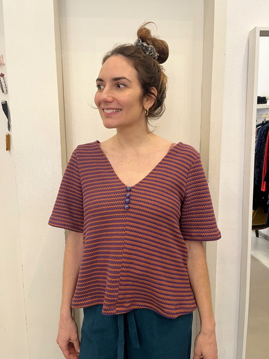 Blusa Joy in cotone a righine viola