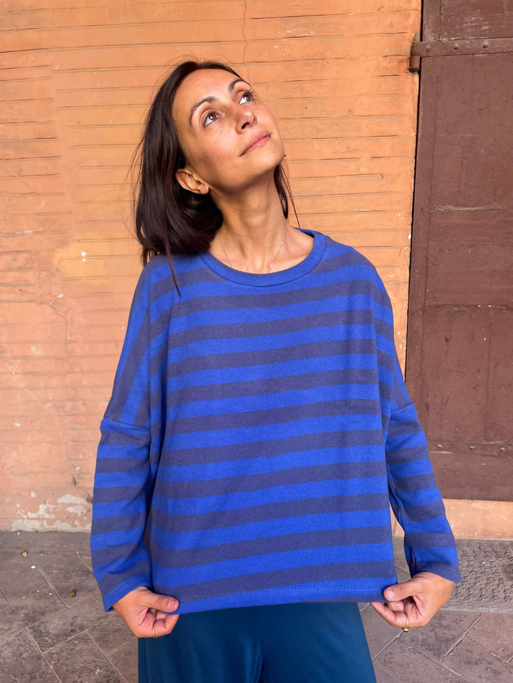 Maglia Ayaka righe blu elettrico