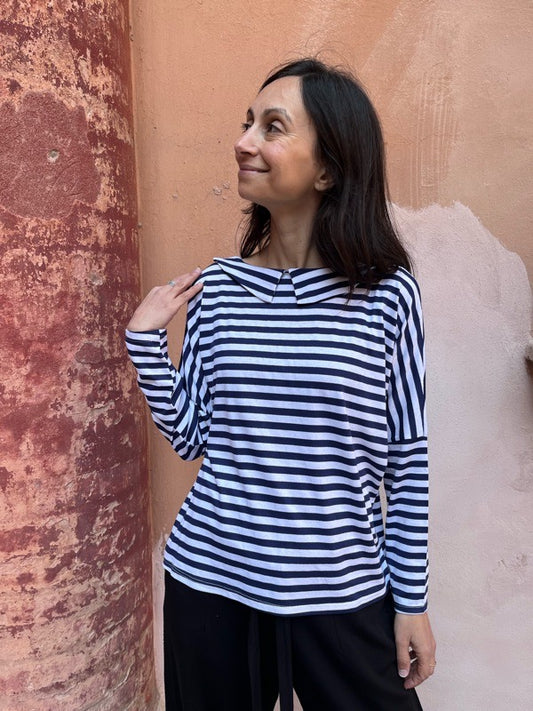 Maglia Candy righe bianche e blu navy