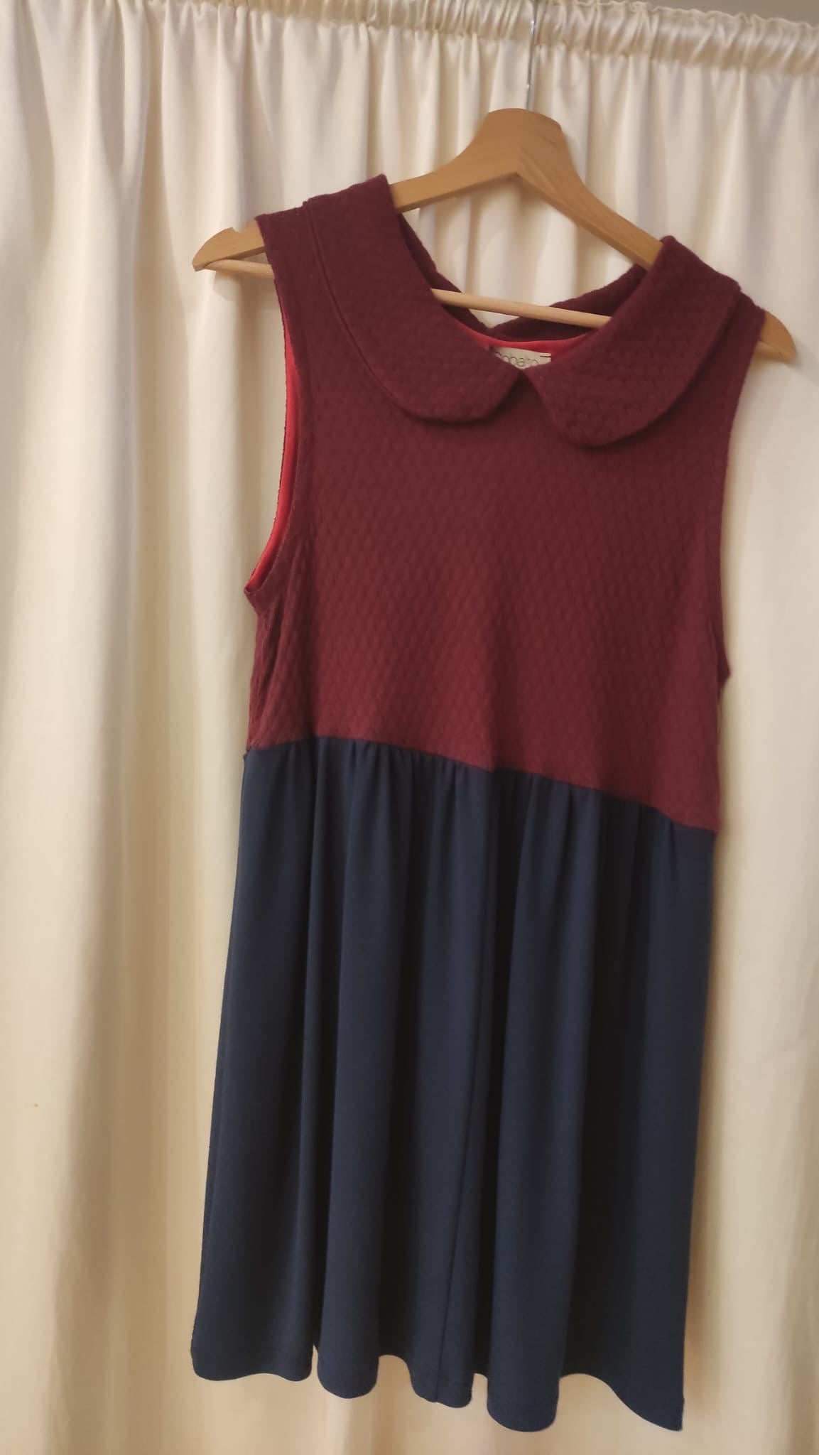 Abito Alice in cotone bordeaux e blu 2