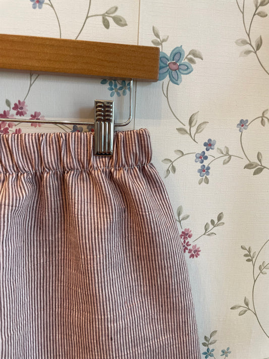 Shorts in lino righine rosa e prugna