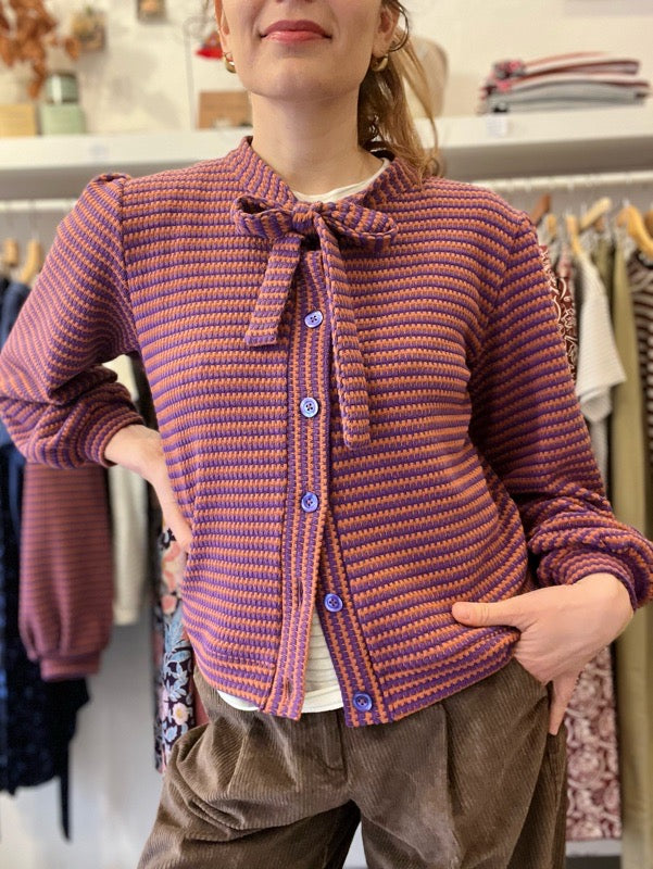 Cardigan Penny a righe arancio e viola