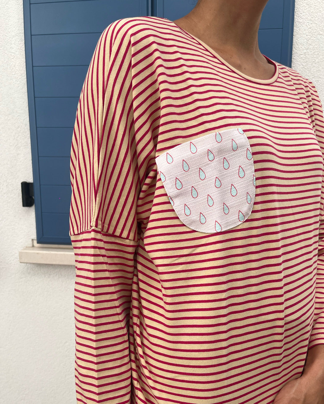 Maglia Tsuki righine ciclamino e crema