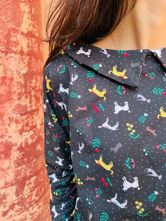 Maglia Candy cotone fantasia cagnolino