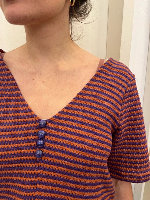 Blusa Joy in cotone a righine viola