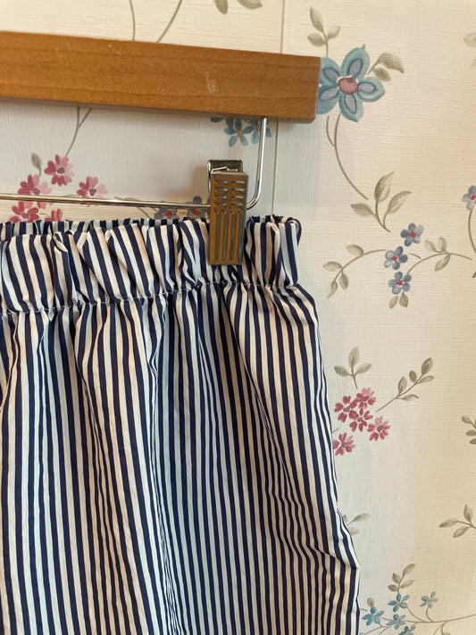 Shorts in cotone righine bianche e blu