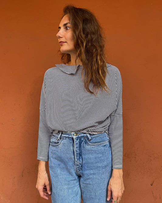 Maglia Candy righe bianche e inchiostro