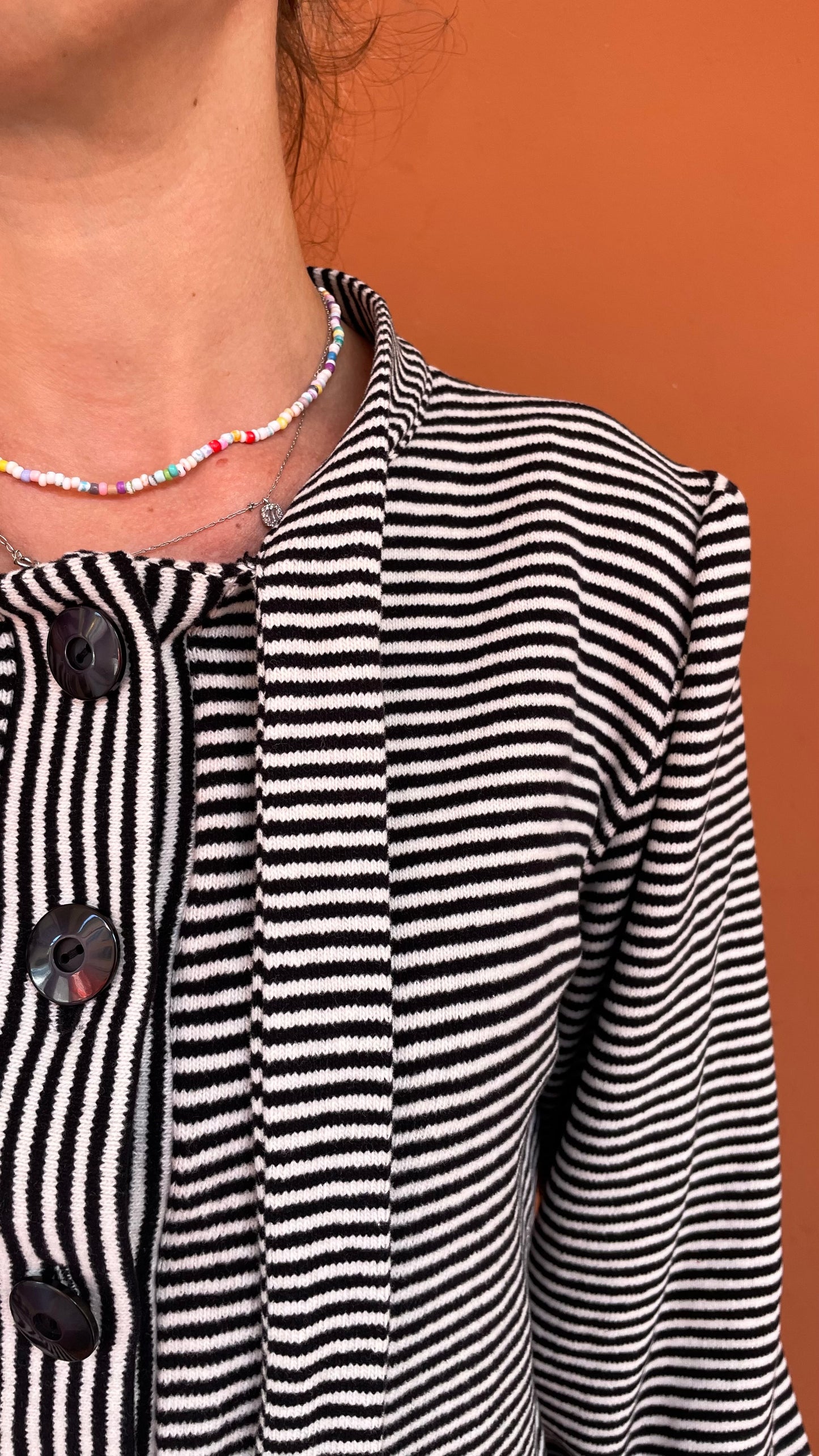 Cardigan Penny a righine bianche e nere