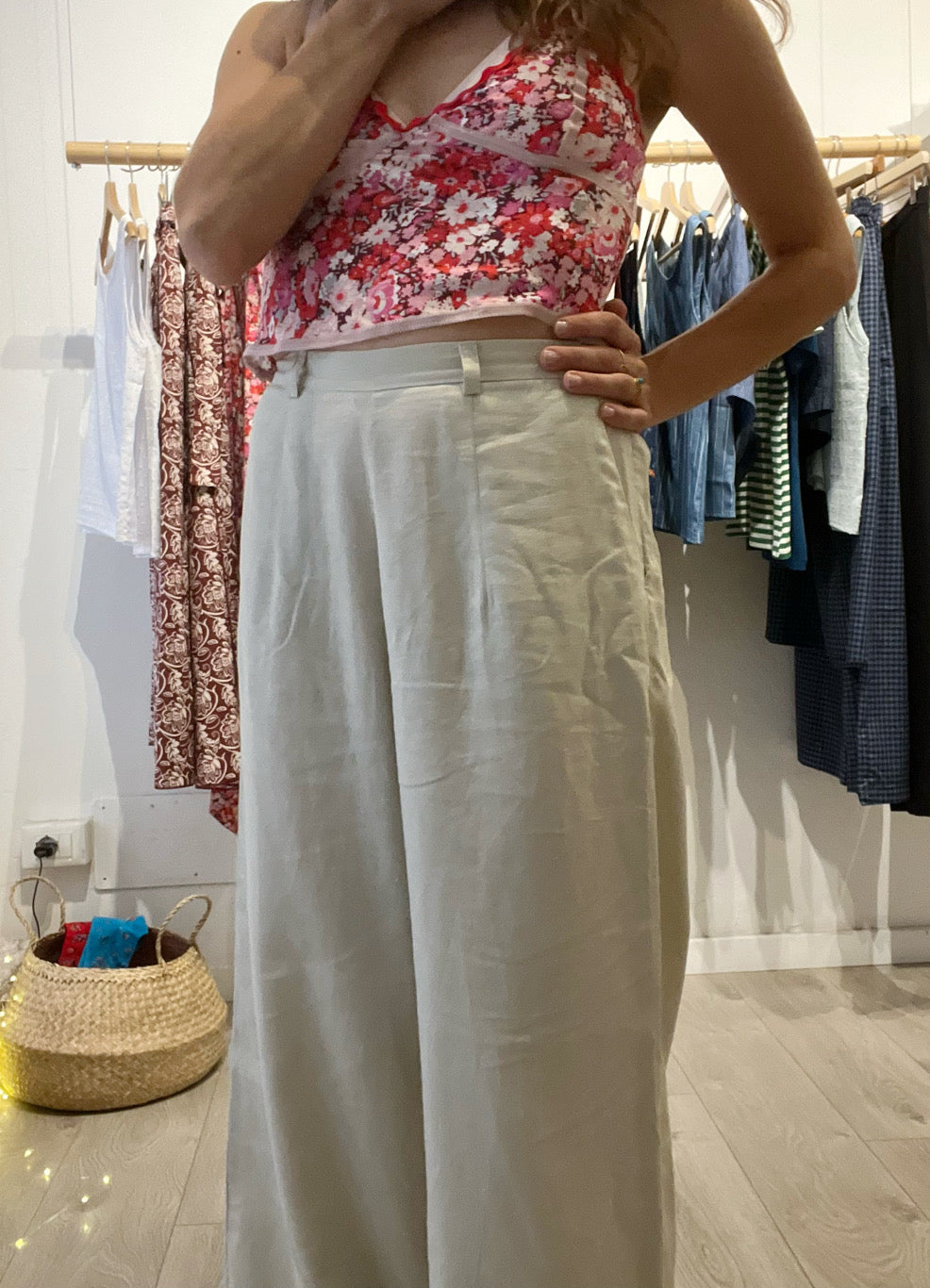 Pantalone Sayuri in lino sabbia