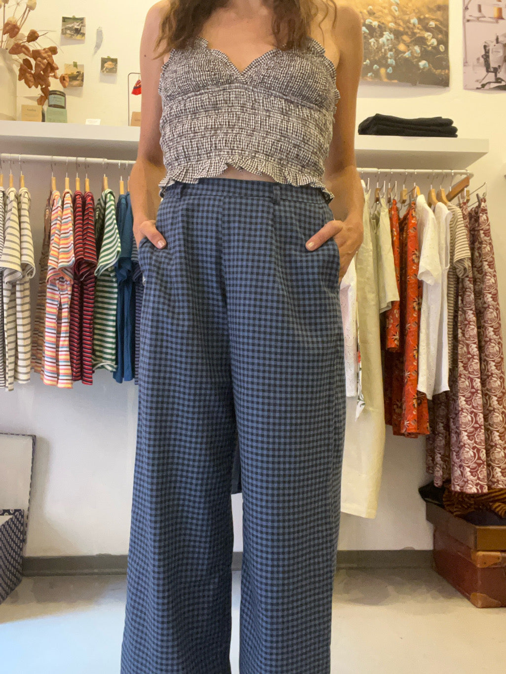 Sayuri cotone Vichy blu