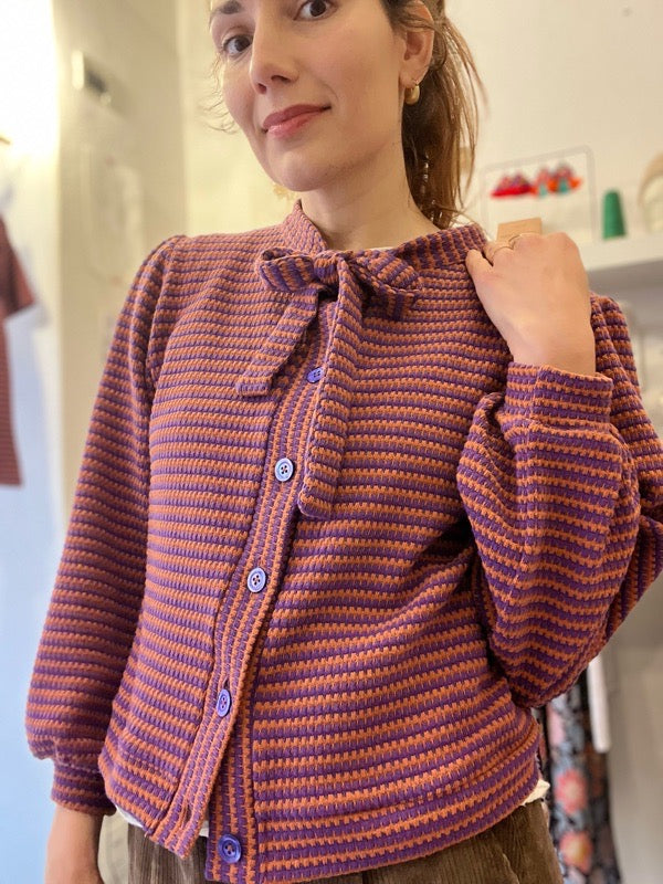 Cardigan Penny a righe arancio e viola