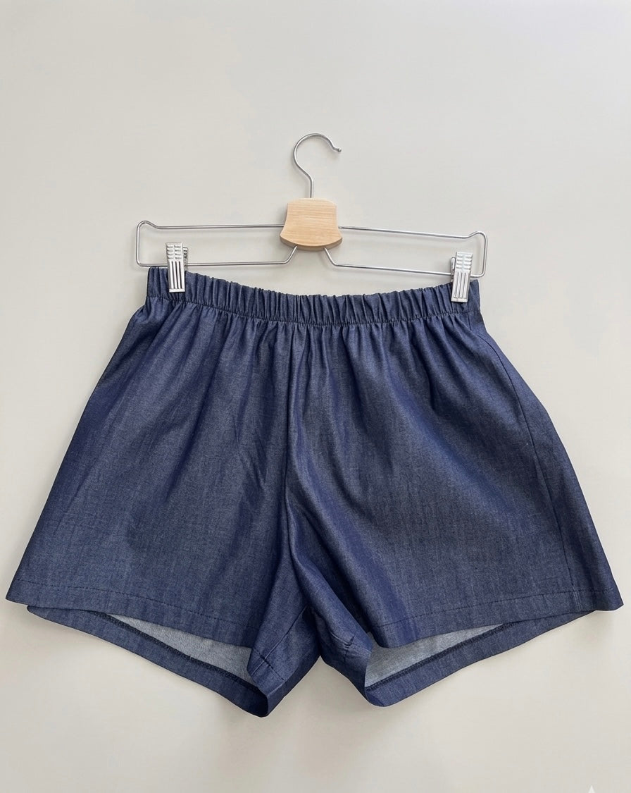 Shorts in cotone chambray