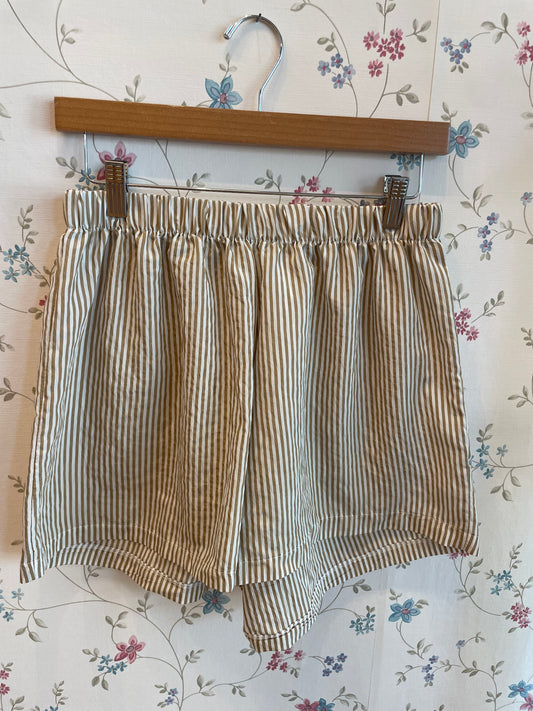 Shorts in cotone righine ocra