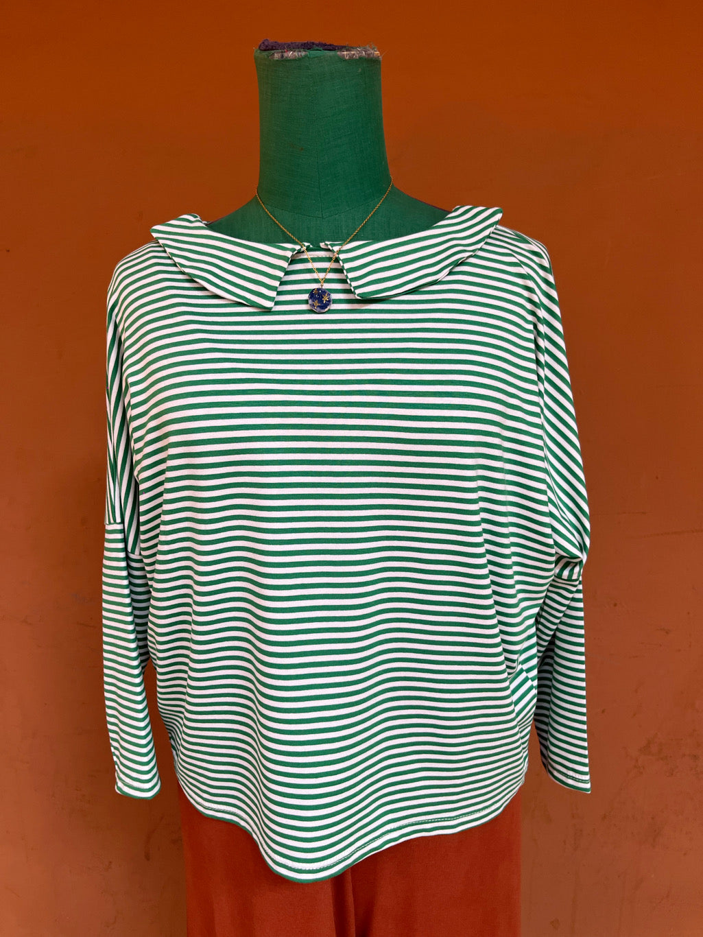 Maglia Candy a righine bianche e verdi