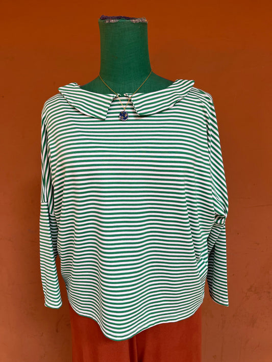 Maglia Candy a righine bianche e verdi