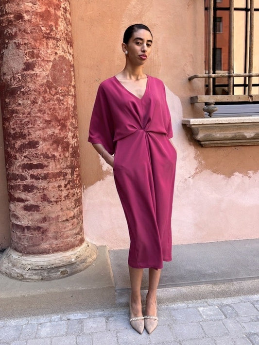 Dea abito in seta rosa ciclamino